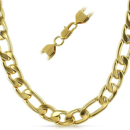 CZ Diamond Lock Cuban Chain 12MM Gold Steel