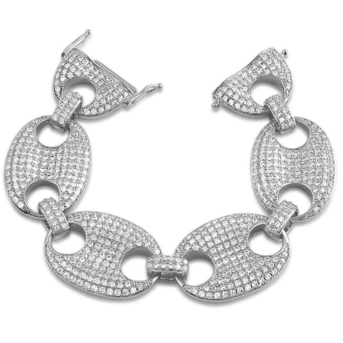 Rhodium Marine Link CZ Bling Bling Bracelet