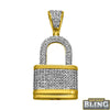3D Mini Padlock Pendant .62cttw Diamond 10K Yellow Gold