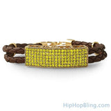 Dual Strand Woven Leather Canary ID Bracelet