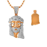Iced Out Rose Gold Micro Jesus Pendant Solid