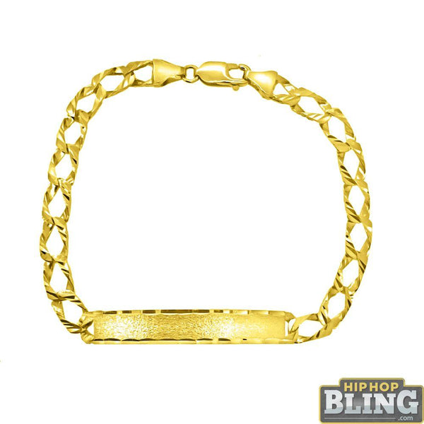 10K Yellow Gold Diamond Cut Cuban ID Bracelet
