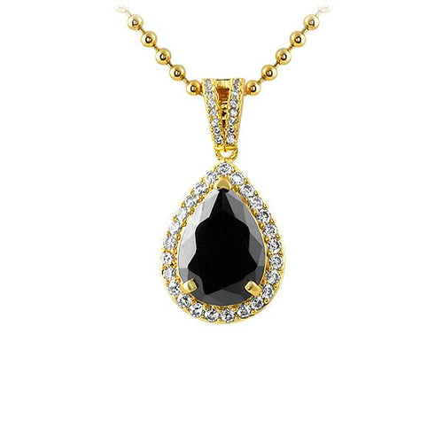 Pear Lab Black Diamond Gem Gold Iced Out Pendant