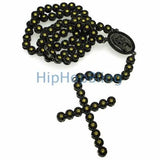 Black and Yellow Center Bling Bling Cluster Rosary Chain