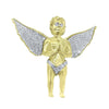 Gold 3D Cherub Angel .925 Silver Pendant .52cttw Diamonds