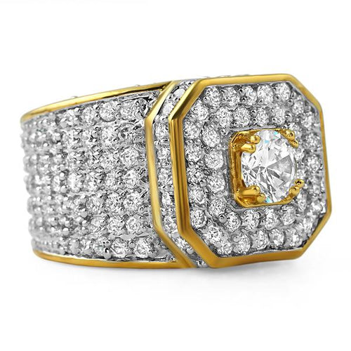 Gold .925 Silver Presidential Bling Bling CZ Ring