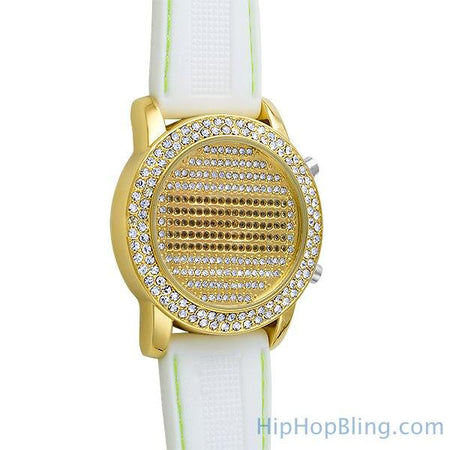 Gold Polished Bezel Custom Digital Designer Watch