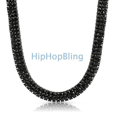 Black & White Checkered Bling Black Chain