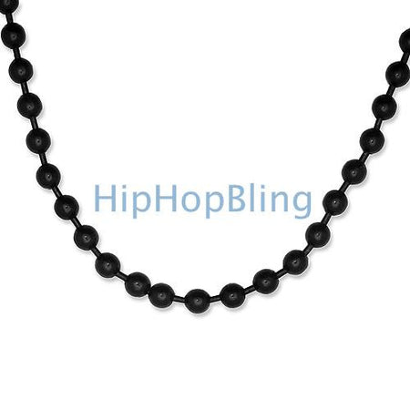 6mm Rhodium Plated Bead Dog Tag Ball Necklace
