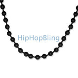 6mm Black Bead Dog Tag Ball Necklace