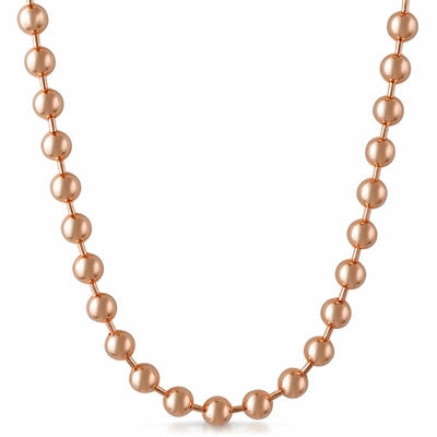 6mm Rose Gold Plated Bead Dog Tag Ball Necklace