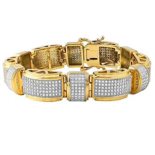 Gold Stainless Steel Domed Bar Bling Bracelet