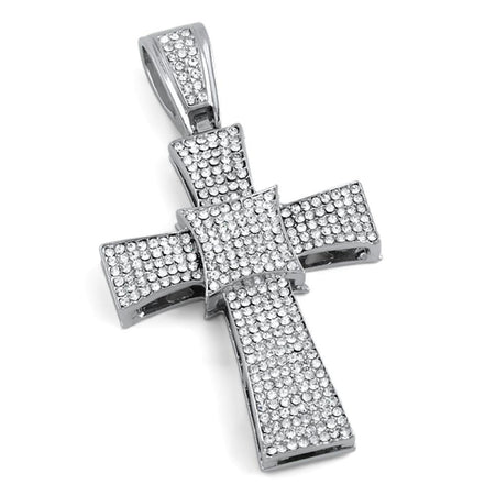 Rhodium Jesus Iced Pendant Detailed Piece