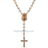 Cross Bling Links Rosary Rose Gold Jesus Piece