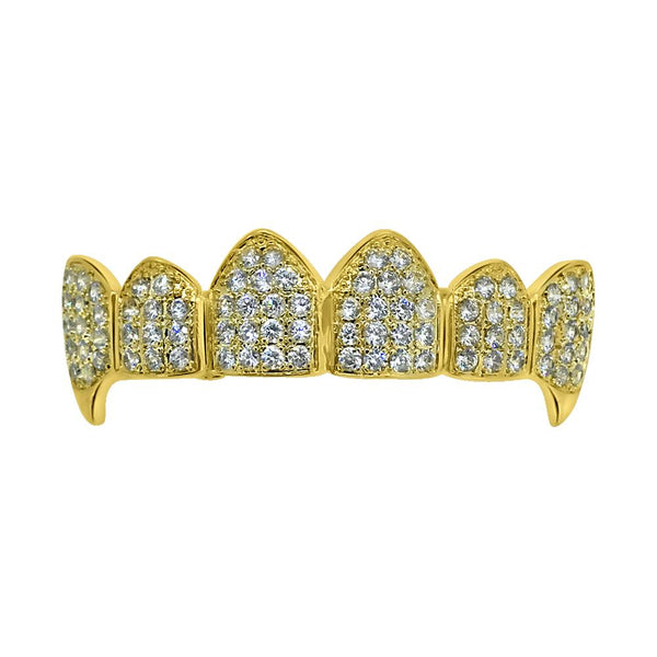 Bling Bling Grillz CZ Vampire Gold Top Teeth