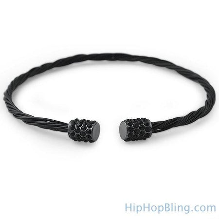 Rare Canary & Black Block 4 Row Hip Hop Bracelet