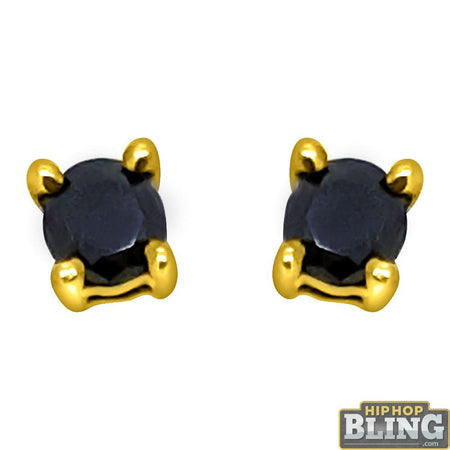 3D Pentagon Black CZ Hip Hop Earrings