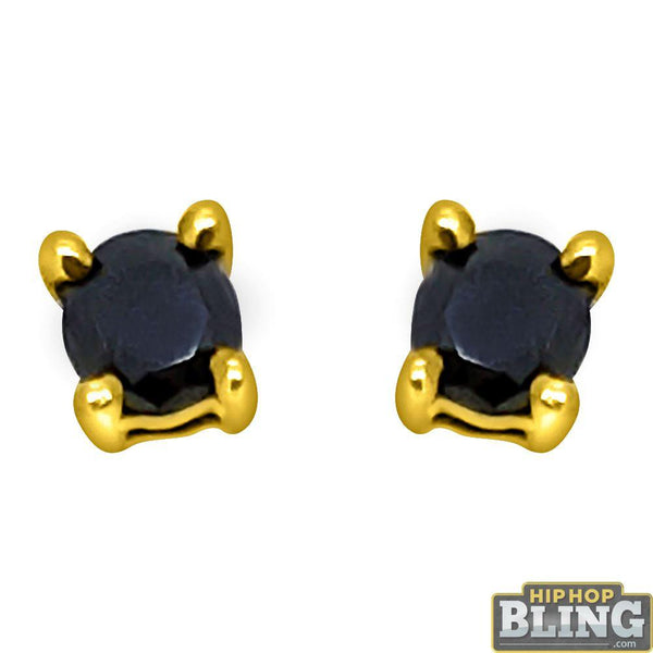 .25 Carat Black Diamond Stud Earrings Gold .925