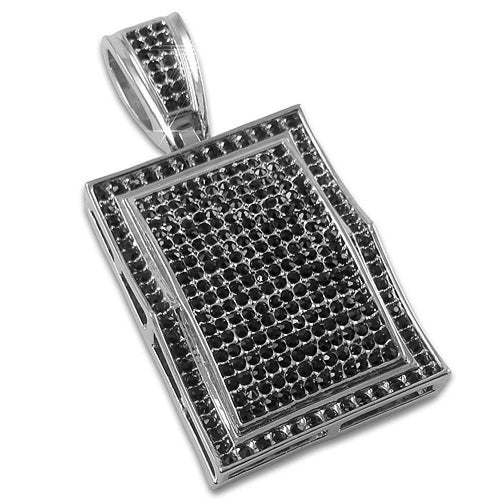 Black Ice Block Rhodium Pendant