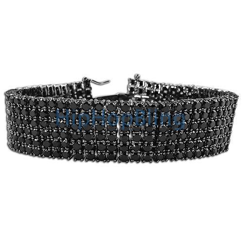 6 Row Black on Black CZ Bling Bling Bracelet