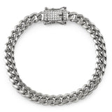 CZ Diamond Lock 8MM Cuban Bracelet Stainless Steel