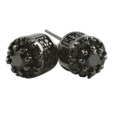 3D Cluster Black CZ Bling Bling Earrings