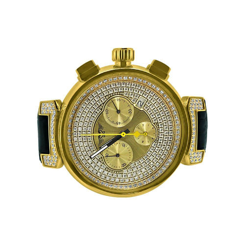 Gold Round Designer Chronograph Classy CZ Watch