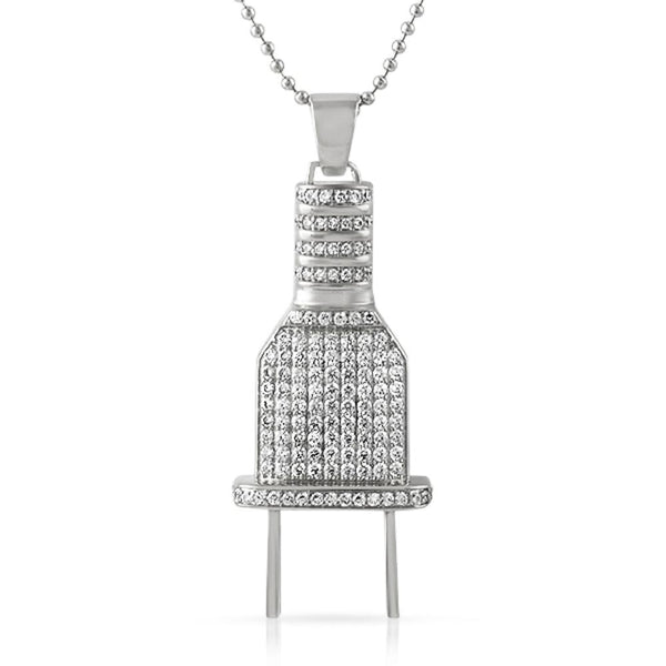 Bling Bling Plug Rhodium CZ Ice Pendant