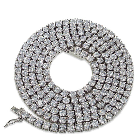 8MM Moon Cut Rhodium Chain Necklace