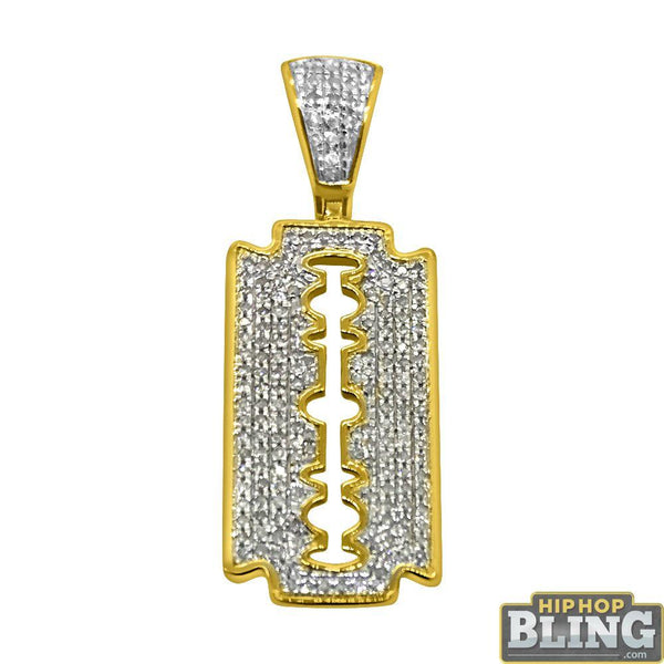 Razor Blade Pendant .49cttw Diamond 10K Yellow Gold