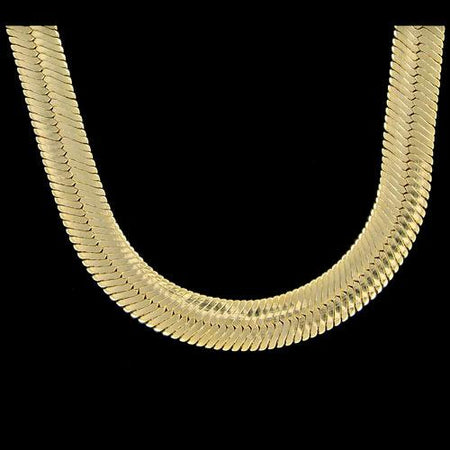 Herringbone 6mm 24 Inch Gold Plated Hip Hop Chain Necklace