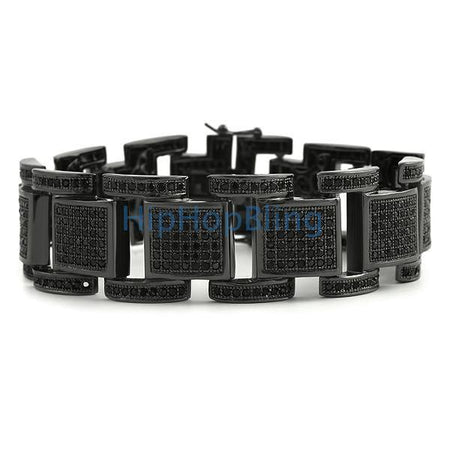 Rare Canary & Black Block 4 Row Hip Hop Bracelet