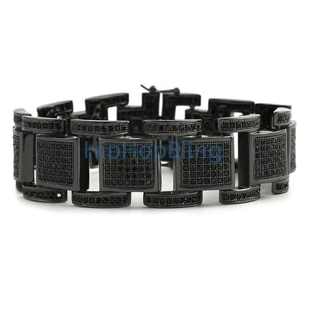 3 Row Black on Black Bling Bracelet