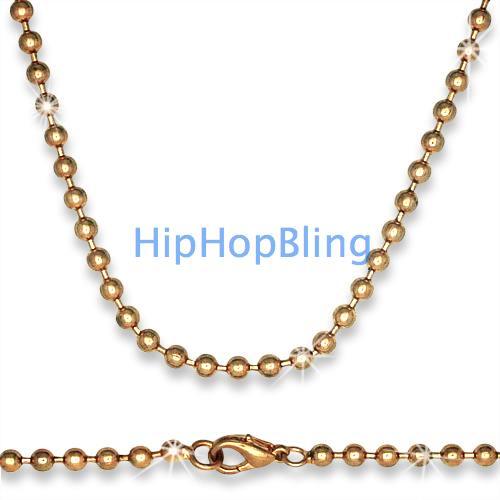 Rose Gold Plated Dog Tag Ball Chain 30 Inch 4mm wide