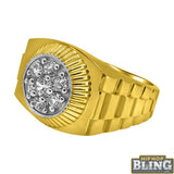 10K Yellow Gold Presidential CZ Mens Ring