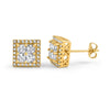 Princess Cut Square Cluster Gold CZ Hip Hop Earrings