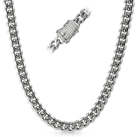 CZ Diamond Lock Gold Steel 3MM Steel Rope Chain