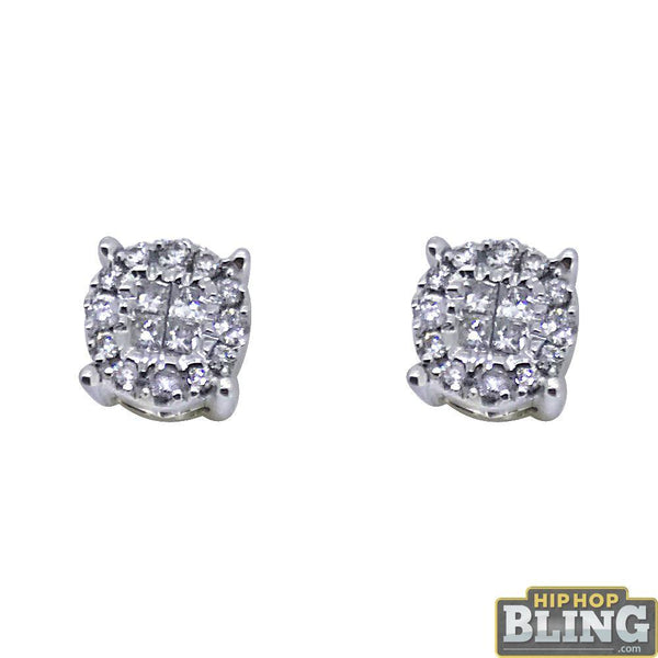 14K White Gold .25 Carat Diamond Circle Earrings