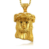 3D Crown of Thorns Mini Jesus Pendant Gold Steel