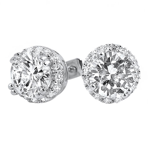 Iced Out Border Solitaire CZ Bling Bling Earrings