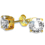 7mm Round Signity CZ Gold Vermeil Solitaire Earrings