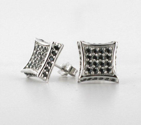 Iced Out Black Cube CZ Micro Pave Earrings