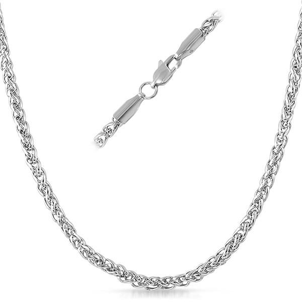 Basket Weave Stainless Steel Chain Necklace  4MM