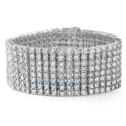 Womens CZ 8 Row Bling Bling Bracelet Rhodium