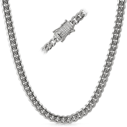 CZ Diamond Lock 8MM Cuban Chain Stainless Steel