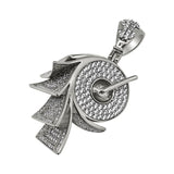 .925 Silver Money on a Roll Rhodium CZ Bling Bling Pendant