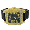 Square Block Gold Black Dial Bling Hip Hop Watch