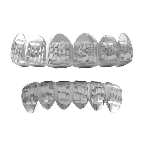 Diamond Cut Grillz Rhodium Classic Set