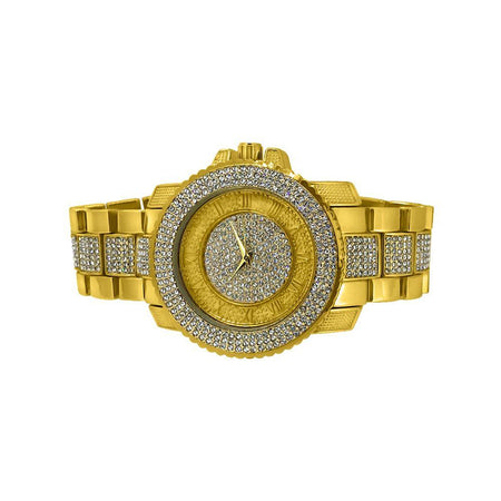 1.00cttw Diamond Ice Time Watch Prince IP Gold