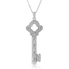 Antique Key CZ Micro Pave .925 Silver Pendant